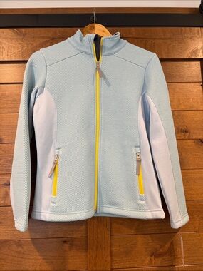 Spyder - Girls Large - Encore Full Zip Fleece Jacket - Frost w/ Yellow Trim NWT